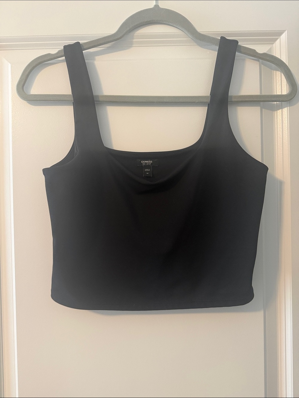 Express Black Square Neck Cropped Tank Top